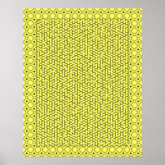 Gult Hexagon Maze Poster (Framsidan)
