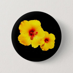 Gult Hibiscus Badge Knapp
