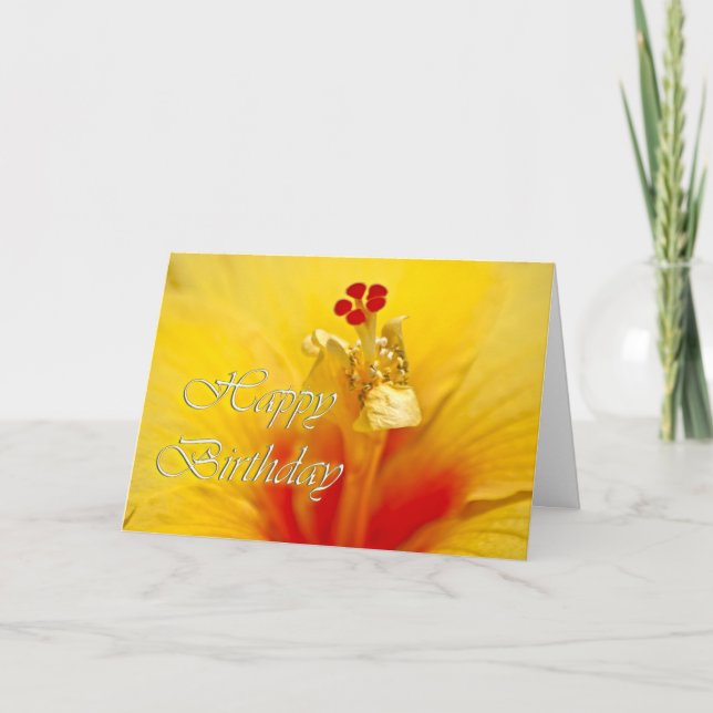 Gult Hibiscus Birthday Kort (Framsida)