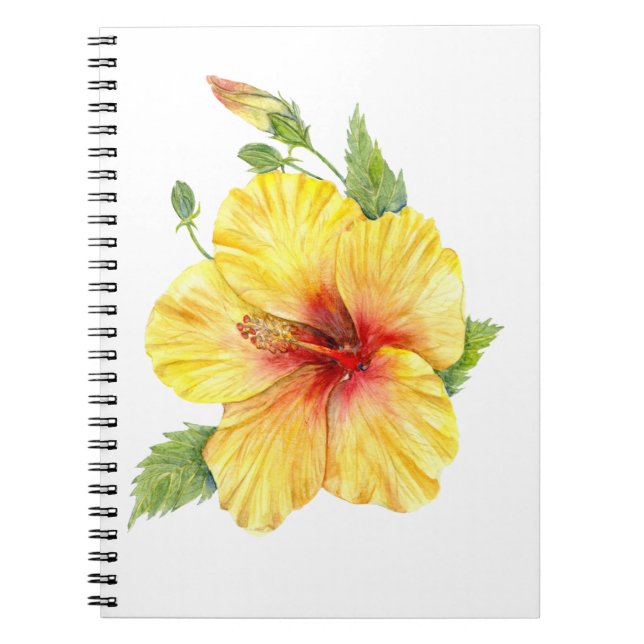 Gult Hibiscus botaniska konst Anteckningsbok (Framsidan)
