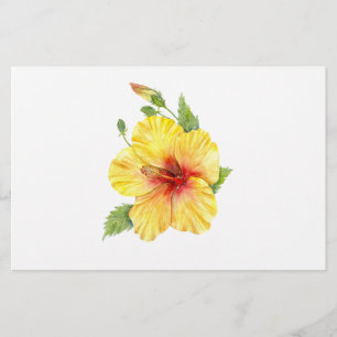 Gult Hibiscus botaniska konst Brevpapper