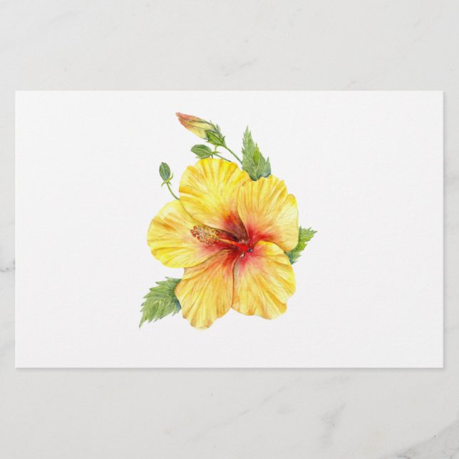 Gult Hibiscus botaniska konst Brevpapper (Framsida)