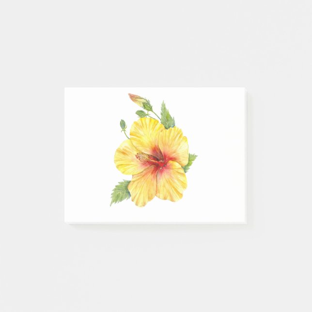 Gult Hibiscus botaniska konst Post-it Block (Framsida)