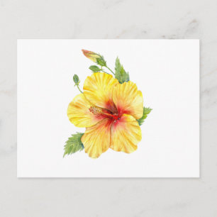 Gult Hibiscus botaniska konst Vykort