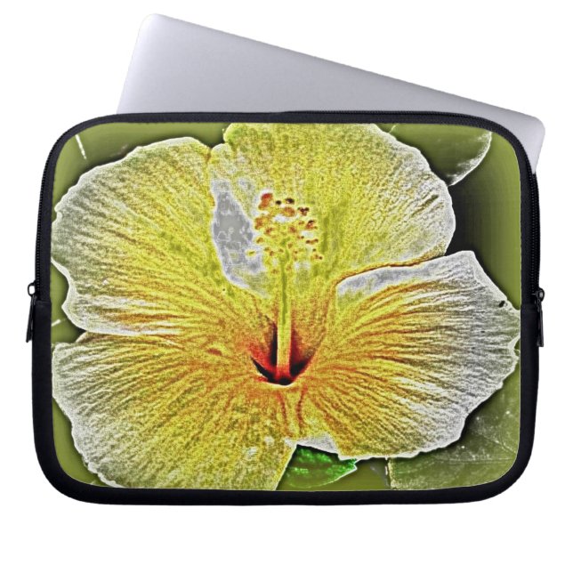 Gult Hibiscus Electronics Bag Laptop Fodral (Framsidan)