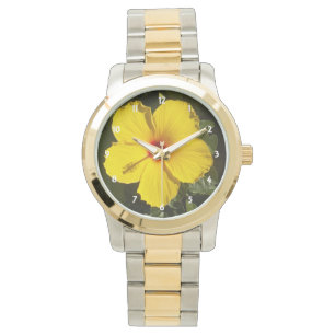 Gult Hibiscus Flower Armbandsur