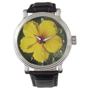 Gult Hibiscus Flower Armbandsur
