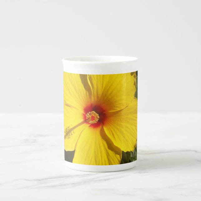 Gult Hibiscus Flower Benporslin Mugg (Framsidan)