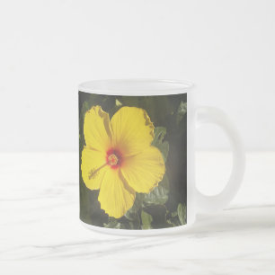 Gult Hibiscus Flower Frostad Glasmugg