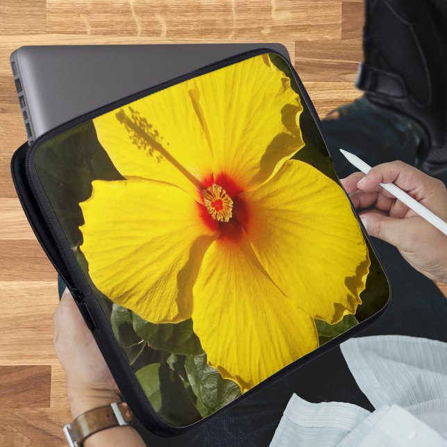 Gult Hibiscus Flower Laptop Sleeve (Yellow Hibiscus Flower Laptop Sleeve)