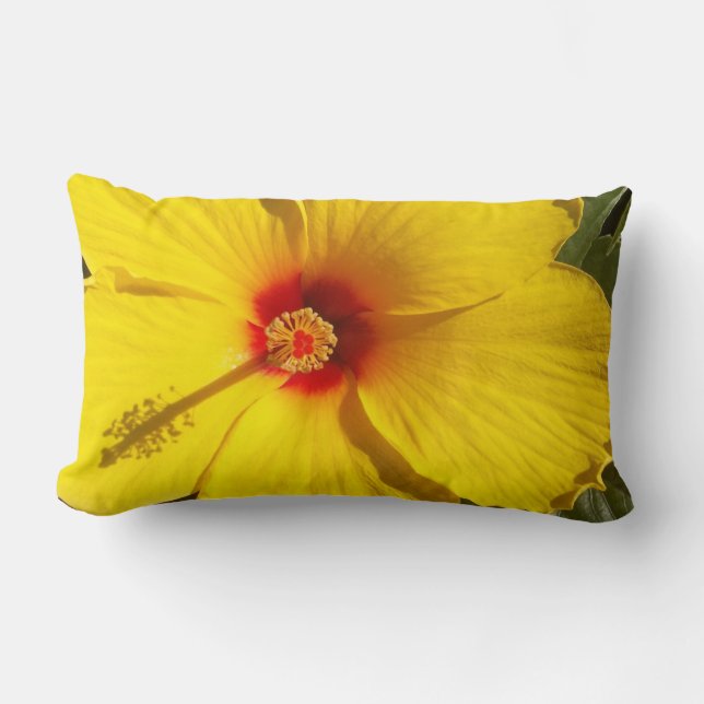 Gult Hibiscus Flower Lumbarkudde (Framsida)