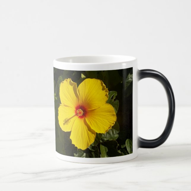 Gult Hibiscus Flower Magisk Mugg (Höger)