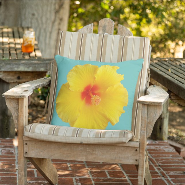 Gult Hibiscus Flower Photo Kudde (Stol)