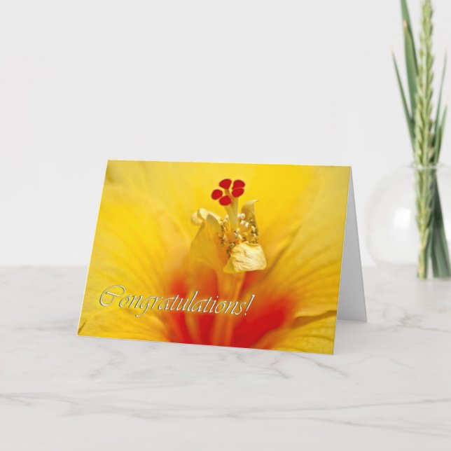 Gult Hibiscus-Grattisar Kort (Framsida)