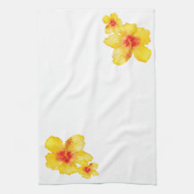 Gult Hibiscus hawaiian blommigt - vattenfärg