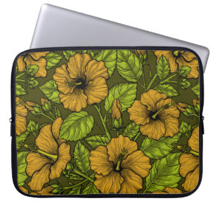 Gult hibiscus laptop fodral