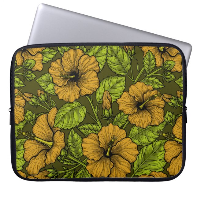 Gult hibiscus laptop fodral (Framsidan)