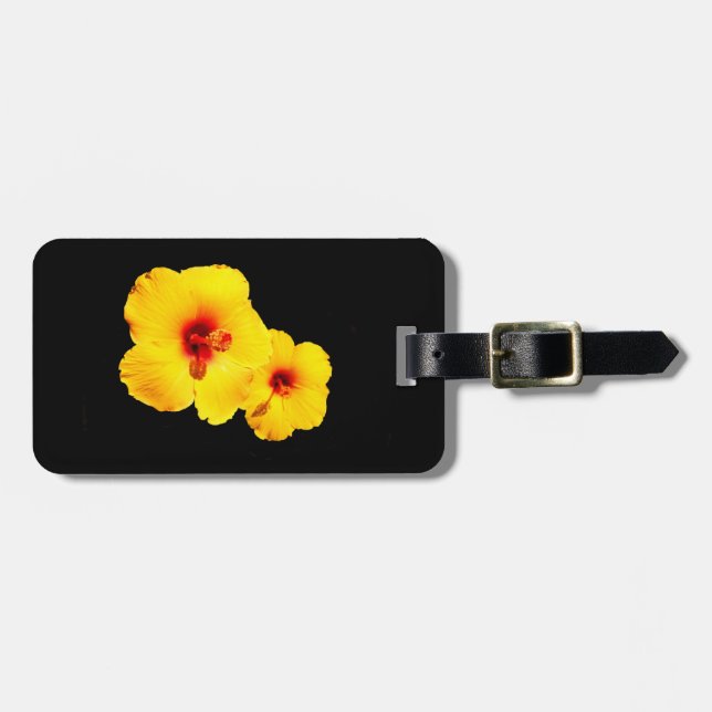 Gult Hibiscus Luggage Tag Bagagebricka (Horisontell Framsida)