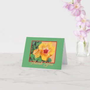 GULT HIBISCUS MED RED CENTER/TACK NOTECARD KORT