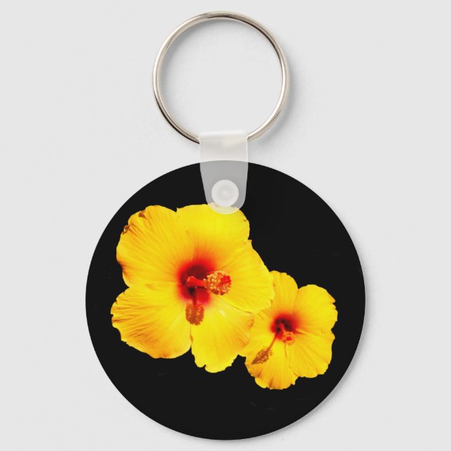 Gult Hibiscus-Nyckelring Nyckelring (Framsida)
