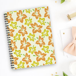 Gult Hibiscus, Orange Hibiscus, Blommönster Anteckningsbok