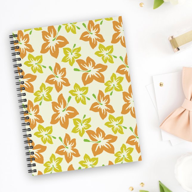 Gult Hibiscus, Orange Hibiscus, Blommönster Anteckningsbok (Skapare uppladdad)