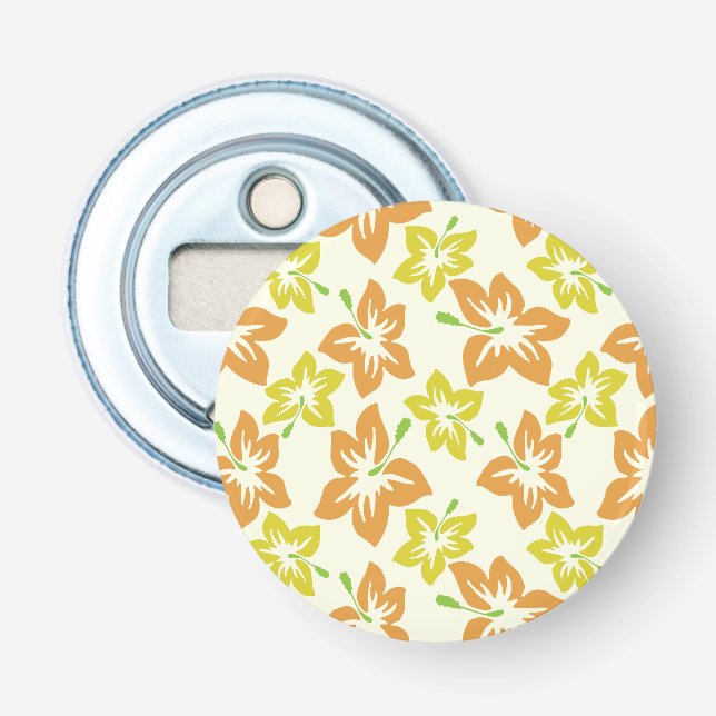 Gult Hibiscus, Orange Hibiscus, Blommönster Flasköppnare (Framsidan)