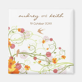 Gult Hibiscus & Sväljer Bröllop spara datum Magnet