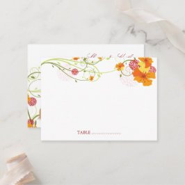 Gult Hibiscus Swirls & Sväljer Blommigt Bröllop Placeringskort