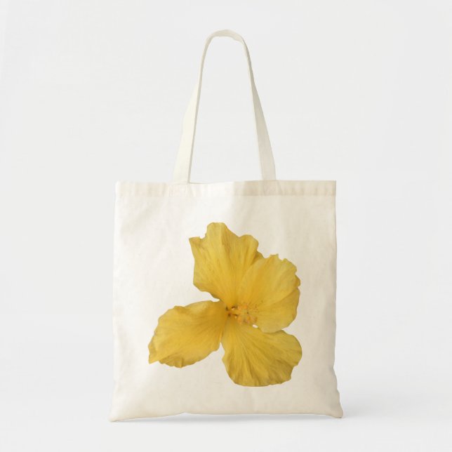 Gult Hibiscus Tote Bag Tygkasse (Framsidan)