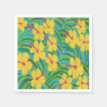 Gult Hibiscus Tropical Print