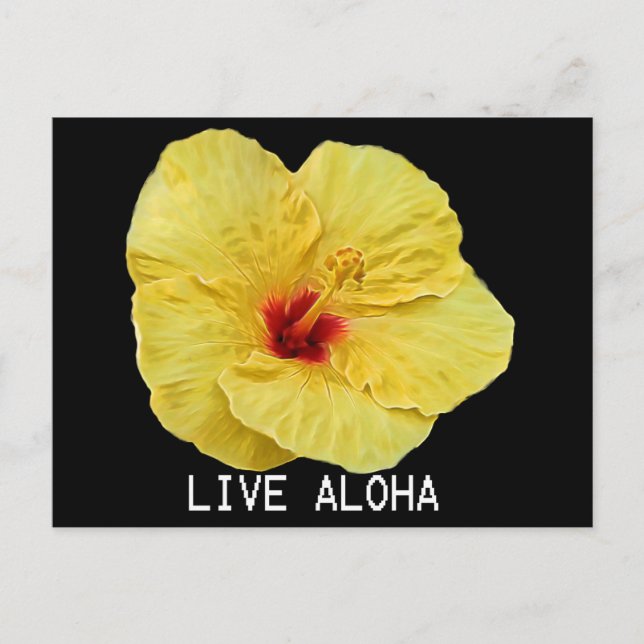 Gult Hibiscus Vykort (Framsida)