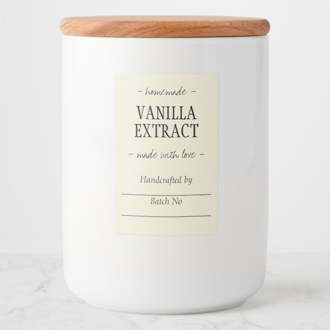 Gult Homemade Handcrasted Vanilla Extract Mat Etikett (Framsida)