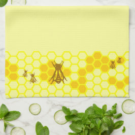 Gult Honeybee Honeycomb Kitchen Towel Kökshandduk