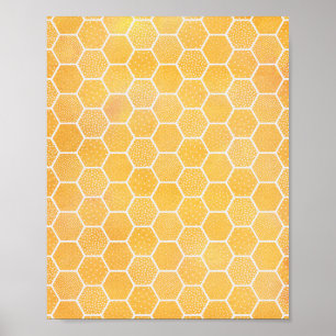 Gult Honeycomb Geometric Art Poster