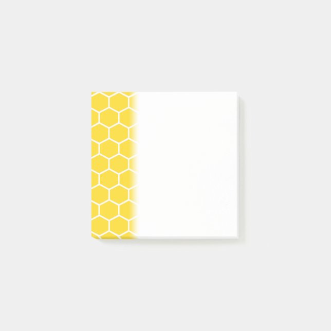 Gult Honeycomb Geometric White Linjer Bumblebee Post-it Block (Framsida)