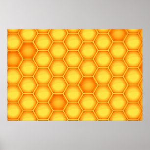 Gult Honeycomb Mönster Poster