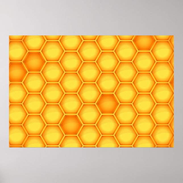 Gult Honeycomb Mönster Poster (Framsidan)