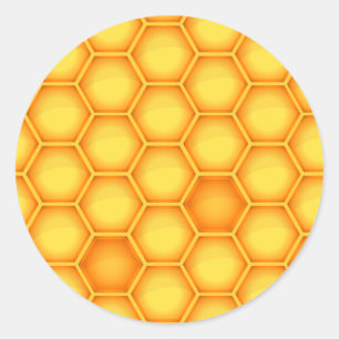 Gult Honeycomb Mönster Runt Klistermärke