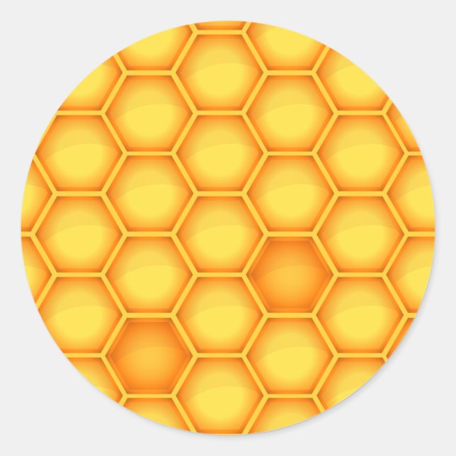 Gult Honeycomb Mönster Runt Klistermärke (Framsida)
