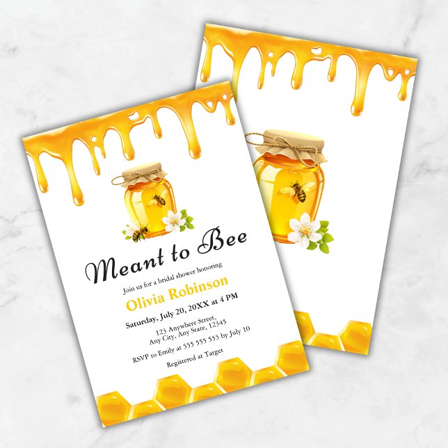 Gult Honung Meant to Bee Möhippa Inbjudningar (Yellow Honey Meant to Bee Bridal Shower Invitation )