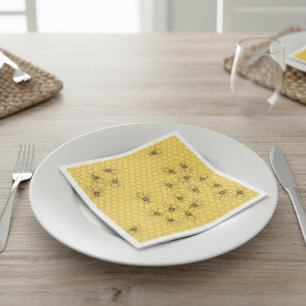 Gult Honungsbi och Honeycomb Papper Pappersservett