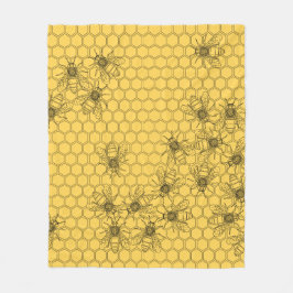 Gult Honungsbin & Honeycombi Fleecefilt