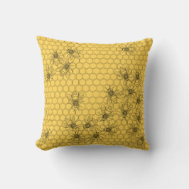 Gult Honungsbin & Honeycombi Kudde