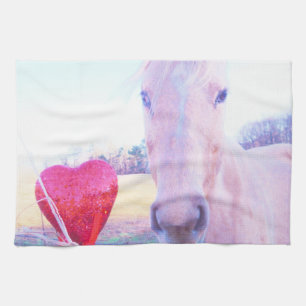 Gult Horse and Red Heart Kökshandduk
