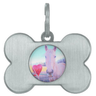 Gult Horse and Red Heart Namnbricka Husdjur