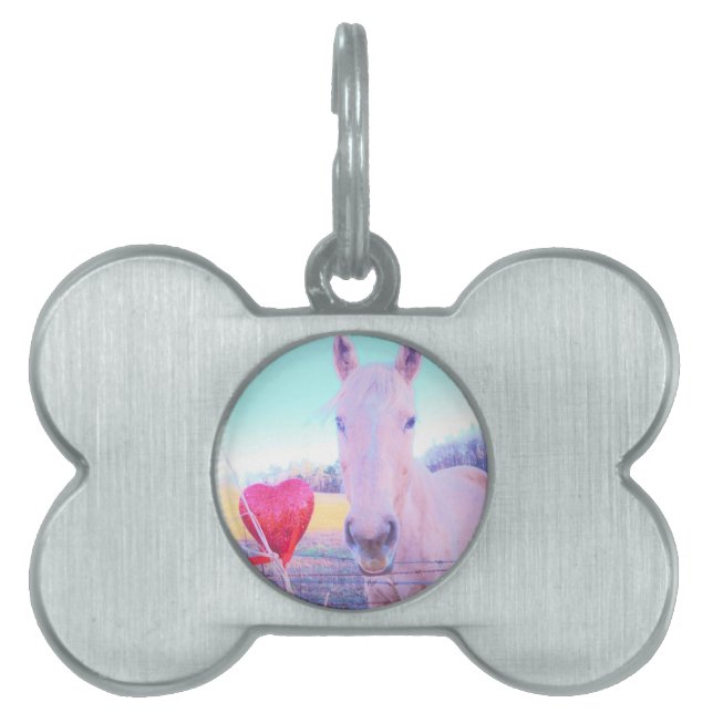 Gult Horse and Red Heart Namnbricka Husdjur (Framsidan)