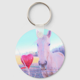 Gult Horse and Red Heart Nyckelring