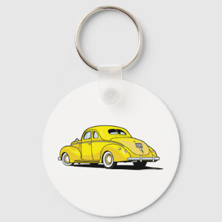 Gult Hot rod Coupe Nyckelring