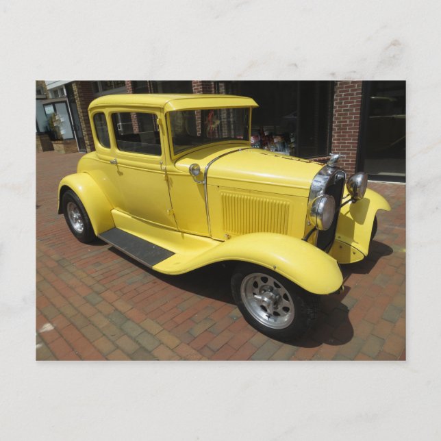 Gult Hot rod Vykort (Framsida)